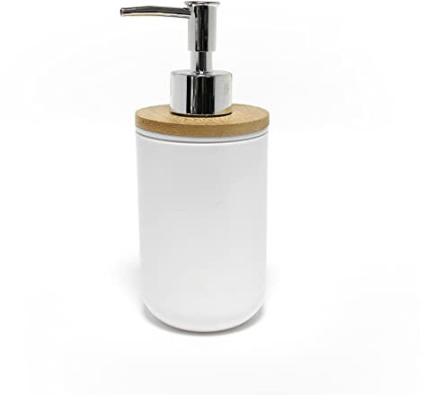 douceur d'intérieur, Seifenspender (Durchmesser 7,2 x 17,5 cm) Smart, Weiß, Polystyrol, Bambus-Finish