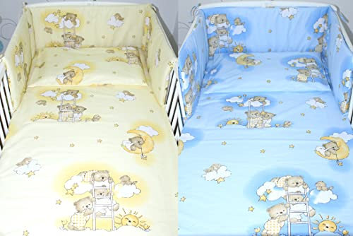 Primawela Baby Bettwäsche - Bärchen auf Leitern - Kinderbettwäsche Babybettwäsche mit Kissenbezug Baumwolle (Gelb, 90 x 120 cm)