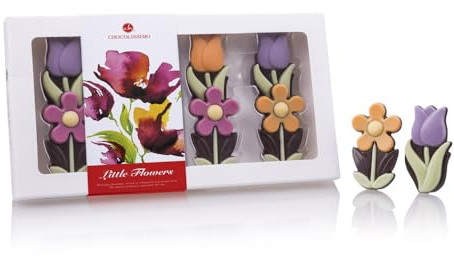 CHOCOLISSIMO - Blumen Geschenk - Tulpen und Gänseblümchen aus Schokolade Zartbitter - Geschenk Frauen, Mädchen, Mama, Freundin, Kollegin, Gärtner, Geschenkidee Ostern, Valentinstag, Renteneintritt