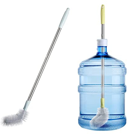 2 Pack 28 Long Bottle Brush, 3 & 5 Gallon Bottle Cleaner Brush, Nylon Bristles and Stainless Steel Handle Bendable Replaceable Brush Head Bottle Cleaning Brush