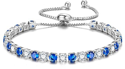 EUMENIDES Armband Damen mit Shining 5A Zirkonia Kristall Tennis Armband,Verstellbares Armband (-Platin)