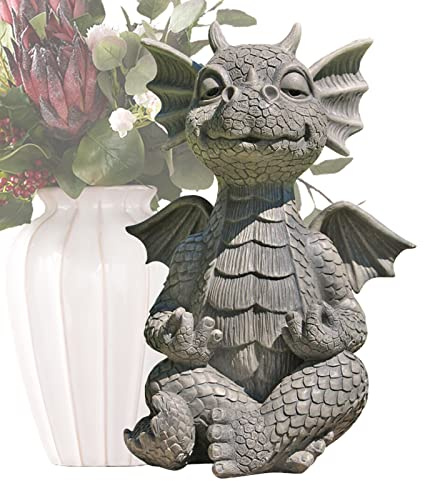 Garden Dragon Meditation Statue Kollektion, schöne Drachenskulptur, Drachenstatue aus Harz, Zen-Gartendekoration für Drachenliebhaber, Sammler, Familie (Stil 2)