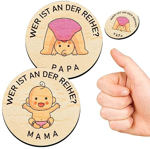 PulangRen Geschenke zur Geburt, Schwangerschaft Geschenk Hölzerne Entscheidungsmünze, Geschenkidee für Werdende Mütter, Taufgeschenke