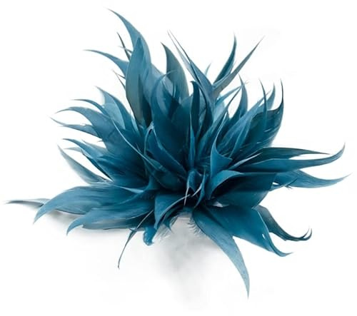 PTNKUIIY Damen Federbrosche, Flauschige Straußenfeder Brosche Braut Hochzeit Kopfschmuck Kostüm Deko Federn Haarschmuck Haarklammer Brosche für Frauen Mädchen Halloween Party Dekoration in Navy blau