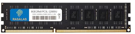 Rasalas 1x8GB DIMM DDR3 1600MHz PC3-12800 1.35V 240 Pin Actualización de RAM de escritorio, 1600MHz Udimm PC3-12800U
