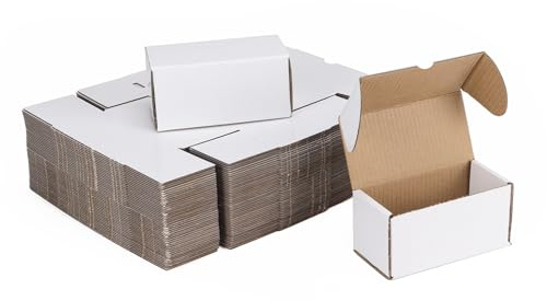 ZBEIVAN 4,6 x 2,2 x 2,2 vita fraktlådor uppsättning av 100, korrugerad kartong brevlådor för förpackning av småföretag postgåvor