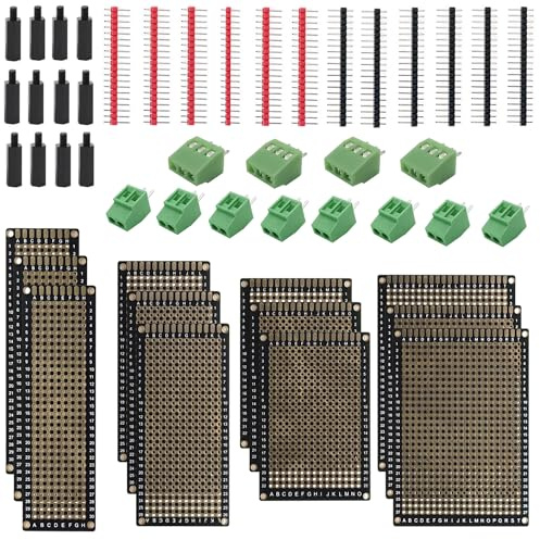 Treedix Prototype Board Solderable Breadboard with Screw Terminals, High-quality Printed Circuit Boards with Grid and Double Gold-plated for DIY Solder Bridges, Electronic Project (3+3+3+3)