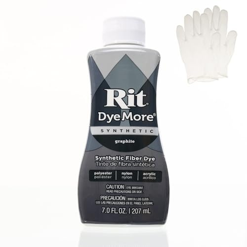 Rit DyeMore Synthetische Flüssigfaserfarbe mit Kunststoffhandschuhen für Kleidung, Dekoration und Handwerk, 200 ml, Graphit (1 Pack)