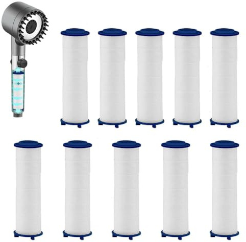 10pcs Shower Head Filters PPs Cotton Filter Cartridge Filter,Hydro Shower Jet Head High Pressure Drivse Turbo Showerhead,3.7in Detachable Replacement Propeller Hydro Jet Shower Head Filter