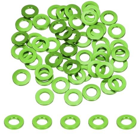 QUARKZMAN 50PCs Arandela Plana de Aluminio Anodizado Arandela Avellanada Agujero Diámetro 8mm Arandelas Redondas para Tornillos Accesorios de Modelos RC/FPV/PC/Drone (Verde)