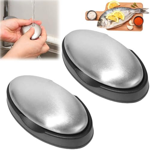 Savons Anti-Rouille en Acier Inoxydable, 2pcs, Barre de Acier Inoxydable, Gadget Cuisine pour Eliminer Les Odeurs de Cuisine