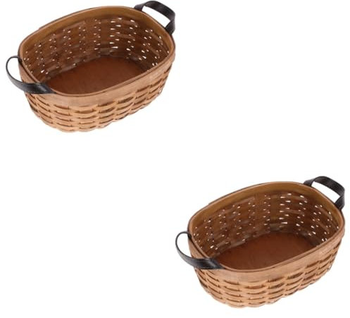 Alipis 2 Pz cestino porta pane cesti cesta contenitori per snack contenitori per alimenti Cesto in legno cestino per il pane in legno Pelle