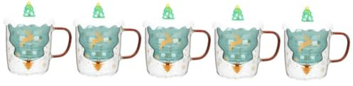 PRETYZOOM Lot De 5 Gobelets À Eau De Noël En Verre Délicat Pour Jus Fournitures De Fête Élégantes Avec Poignée