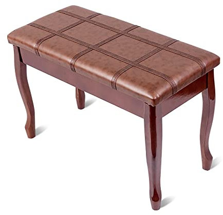 KIUYDHGD Klavierhocker aus Kunstleder, Klavierbank mit Fester Höhe und Notenfach, bequemer Duett-Klavierhocker aus Massivholz, gepolsterte Klavierbank 76 x 35 x 49 cm