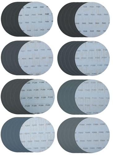 40Pcs Drywall Sander Pad 180mm Wet/Dry Hook & Loop Sanding Disc 400/600/800/1000/1200/1500/2000/3000 Grit Sandpaper, 7 Inch Waterproof Abrasive Discs Polishing Wall, Car, Metal and Wood