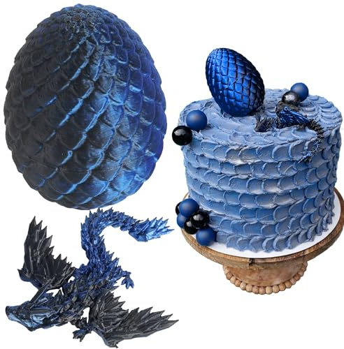 3D Printed Dragon Egg Fantasy Dragon Cake Topper Dragon Eggs Cake Decor Blue Black Balls Cake Decor for Baby Shower Birthday Wedding Party Supplies
