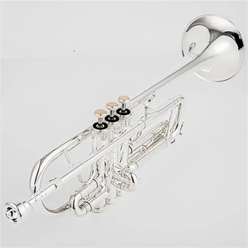 Trompete C-Trompete Flaches C-Messing Versilbert Professionelle Trompeten-Musikinstrumente Mit Lederetui