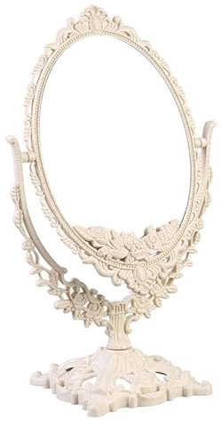 Espejo de mesa vintage con rotación de maquillaje, forma ovalada, espejo cosmético, espejo de doble cara para mamá y esposa