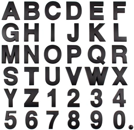 ABS Kunststoff Buchstaben Embleme 25x25mm für Auto Motorrad Briefkasten individuelle Kunststoffbuchstaben Aufkleber zum Aufkleben selbstklebend wetterfest (Schwarz Matt)
