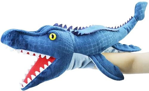 YOUYIKE Handpuppen Plüsch Dinosaurier 30 cm Mosasauro Dinosaurier Spielzeug Puppen für Kinder Rollenspiele, interaktives Spielzeug für die frühkindliche Bildung