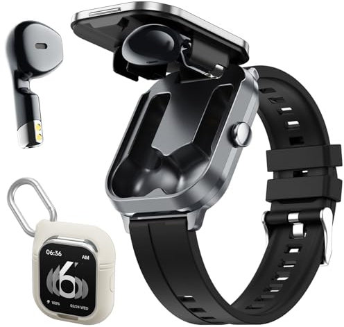 Smartwatch con cuffie, 2 in 1, orologio da corsa, da uomo, contapassi, cardiofrequenzimetro, orologio da fitness, orologio sportivo, con auricolare wireless, funzione telefonica NFC