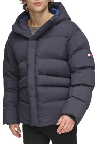 Tommy Hilfiger Men's Heavyweight Quilted Puffer Jacket, Navy, M