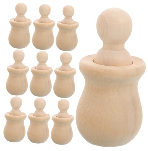OSALADI 10set Wooden Peg Dolls Unfinished Wood People DIY Painting Craft Figures for Boys and Girls Doll House Toys