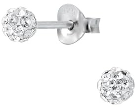 4mm Kristall Ball Ohrringe 925 Silber
