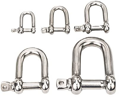 VDLLQYN, 1Pcs D Typ Stahl Schnalle/Bogen Schäkel M4 M5 M6 M8 M10 M12 M14 Hebe Haken Karabiner,Edelstahl-Schäkel(D Type Shackle,M10)