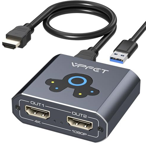 VEDINDUST Le répartiteur HDMI extensible 4K @ 60 Hz HDMI vers double HDMI prend en charge les systèmes Mirror and Extend compatible avec Windows XP/7/8/10/11 et les systèmes MacOS. Nécessite une