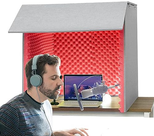 Microphone Isolation Screen Studio Panel, Vocal Booth, Sound Absorbing for Home Recording Devices, Studio
