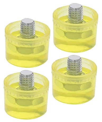 Veemoon 4pcs Rubber Mallet Heads Replacement Set 25mm Yellow Rubber Hammer Tips for Flooring Installation Jewelry Leather Crafts Landscaping Use