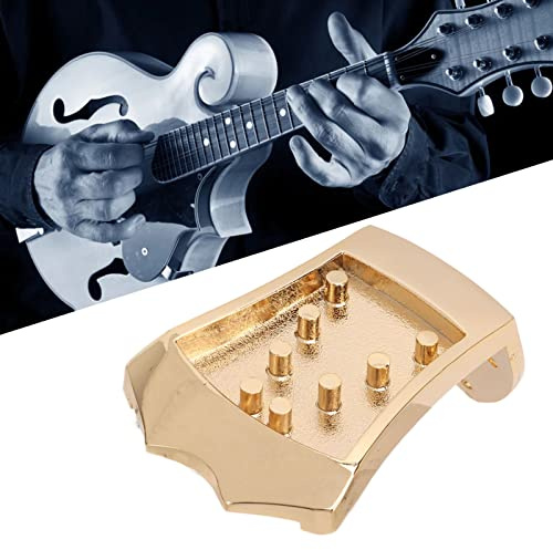 SustVita Mandolin Tailpiece Replacement Part, Metal Bridge for Mandolin with Professional Tailpiece Accessories (Gold)