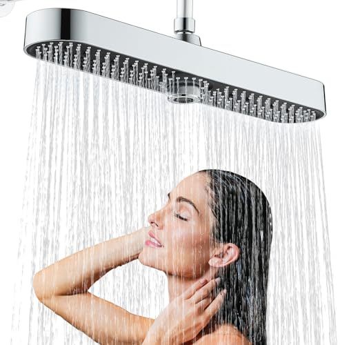 JINYOMFLY Duschkopf Regendusche Groß, 19 Zoll Kopfbrause Regendusche Gross, 3 Duschmodi Großer Duschkopf Regen xxl, Chrom