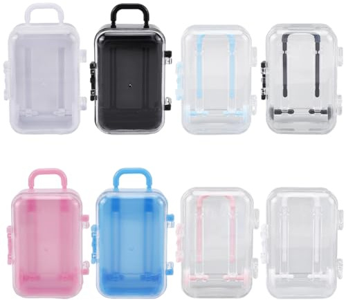 SOFPLATE 8 Stück 8 Farben Winziger Koffer Geschenkbox Wimpern Aufbewahrungskoffer Bunt Klein Mini Kunststoff Leer Trolley Tasche Gepäck Süßigkeiten Organizer Halterboxen Für Wimpern Süßigkeiten Make U