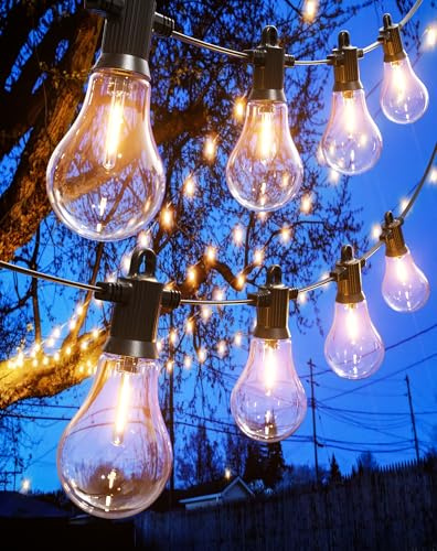 Zuske Outdoor LED String Lights Mains Powered 15M/50 FT A45 Globe Garden Patio String Festoon Lights with 25+2 Shatterproof Waterproof LED Plastic Bulbs for Garden Patio Pergola Bar Yard Wedding