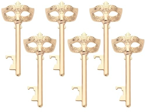 yeeplant 6 apribottiglie a forma di chiave con intagli a maschera, in lega di zinco, bomboniere per feste di compleanno, regalo unico con finitura lucida, ideale per celebrazioni