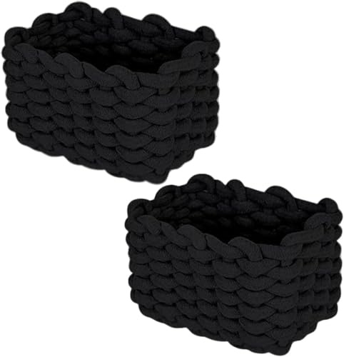 Aufbewahrungskorb,Korb geflochten,Die Maße sind 19x15x12cm,2 Stück,Schwarz