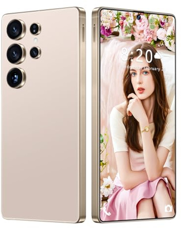 Smartphone S25 Ultra 5G/4G Android 14 Sbloccato, 16GB 1TB, Schermo HD Da 7,3'', Fotocamera Da 72MP 108MP, Telefono Cellulare Dual SIM Gratuito, Telefoni Cellulari Con Penna Integrata,Desert Gold-7.3