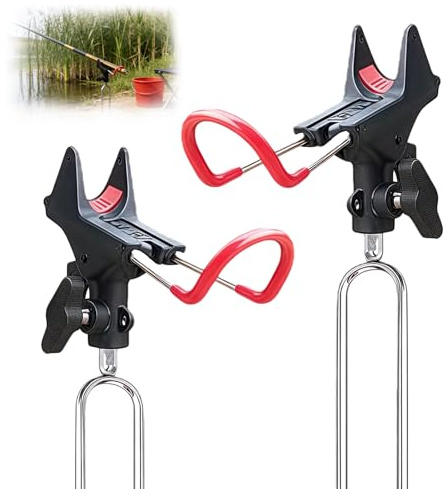 GOMETY 2 Stück Rutenhalter Angel, 360° Verstellbar Angelrute Halter aus Edelstahl Universal Ruten Ständer Angelrutenhalter Angelzubehör Tragbar Abnehmbar für Flussangeln, Strandangeln (Schwarz)