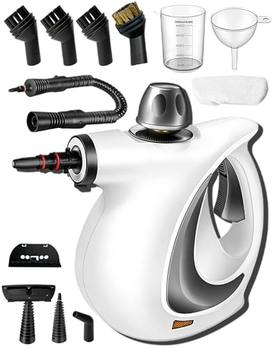 RedHut Pressurised Handheld Steam Cleaner, RedHut Steam Cleaner, With 9 Piece Accessories, Removes Grease, Dirt, And Stubborn Buildup