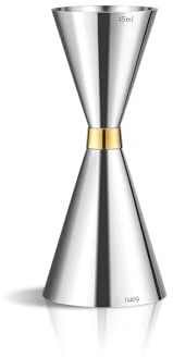 Medidor de cóctel de acero inoxidable 304 de dos extremos con marcas de medición, 45 ml/60 ml