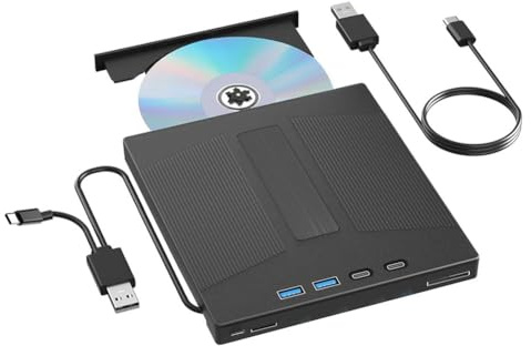 Reeatel Unidad de BLU-Ray Externa 7 en 1, Compatible con Lectura y Escritura de Discos de 100 GB, Grabadora de BD/CD/DVD para PC, Portátil y de Escritorio.