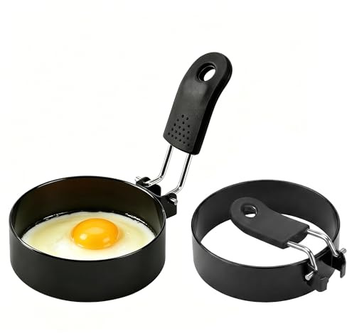 KIMHOME Paquete de 2 anillos de huevo de acero inoxidable, moldes redondos antiadherentes de 3.5 pulgadas, utensilios de cocina resistentes al calor para entusiastas de la cocina