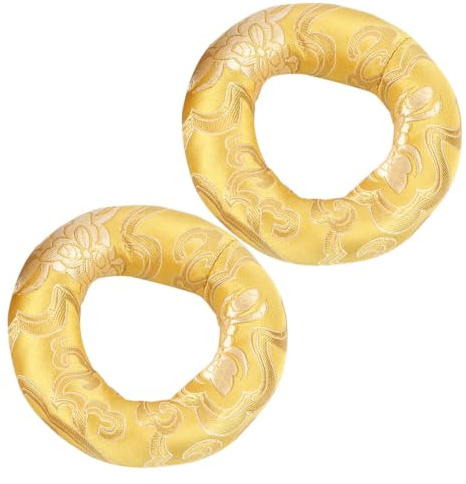 AKOOSY 2stücke Teiliges Set Tibetisches Klangschalenkissen Rundes Baumwollkissen als Ständer und Unterlage Rutschfester Meditationsfuß für Klangschalen Stabiler Sitz und Zufällige Farbe