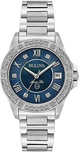 Bulova Damen Fashionuhr Marine Star in der Farbe Silber mit Edelstahlarmband, Gehäusedurchmesser: 32 mm, 96R215