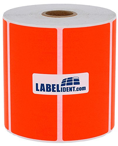 Thermotransfer-Etiketten auf Rolle neonrot - 105 x 74 mm - Papier, selbstklebend - 1.000 farbige Etiketten auf 1 Rolle/n, 25 mm Kern, Blanko Rollenetiketten