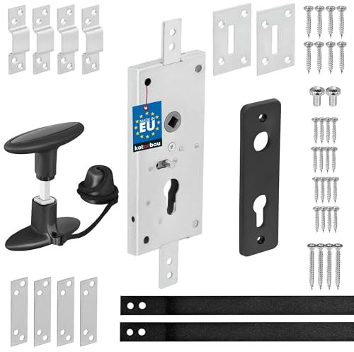 KOTARBAU® Set di serratura per garage in acciaio da 60 mm, cilindro profilato, per cancelli basculanti, verticale, chiusura per cancello
