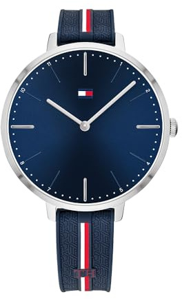 Tommy Hilfiger Analog Quarzuhr für Damen mit Marinblaues Silikonarmband - 1782154