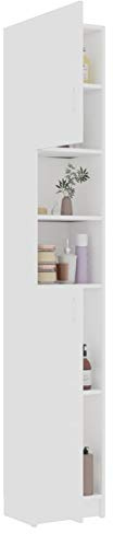 Tidyard Badezimmerschrank Hochschrank Badschrank Schrank 32 x 25,5 x 190 cm Mit 4 F?Chern mit Türen und 2 offenen F?Chern,Waschmaschine Schrank aus Spanplatte